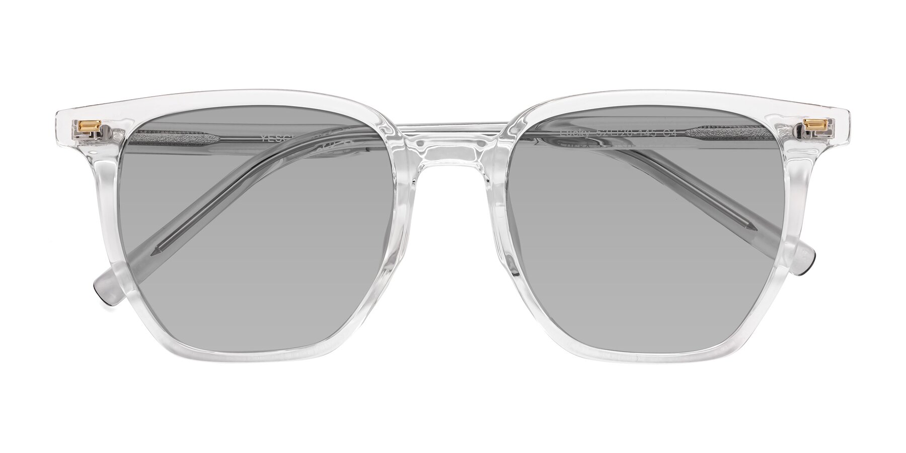 Folded Front of Lucky in Clear with Light Gray Tinted Lenses