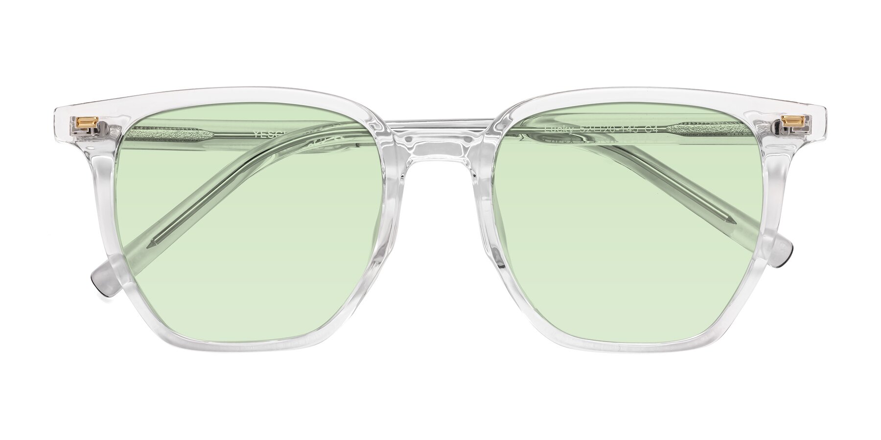 Folded Front of Lucky in Clear with Light Green Tinted Lenses