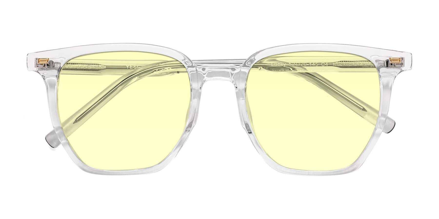 Folded Front of Lucky in Clear with Light Yellow Tinted Lenses