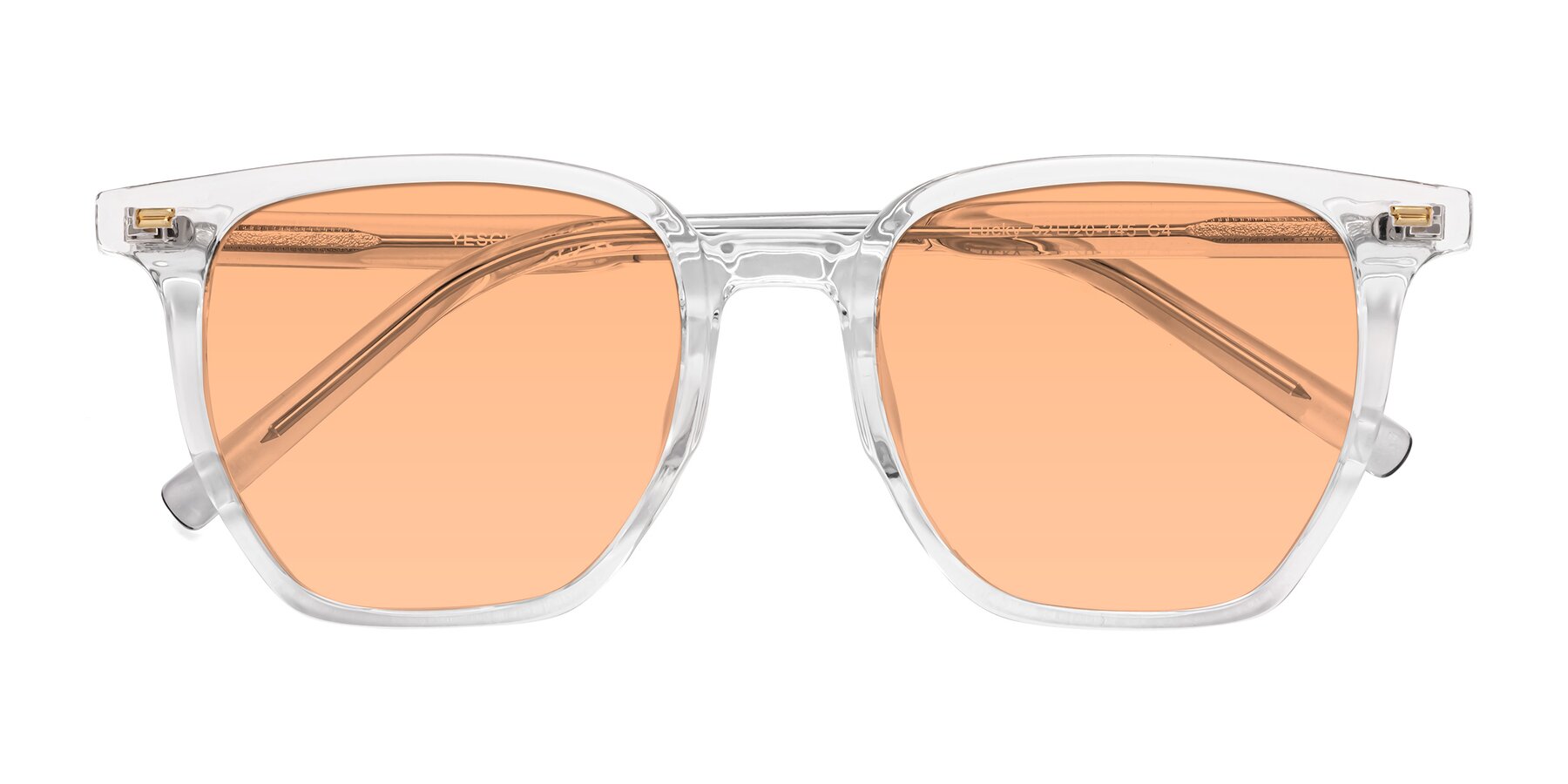 Folded Front of Lucky in Clear with Light Orange Tinted Lenses