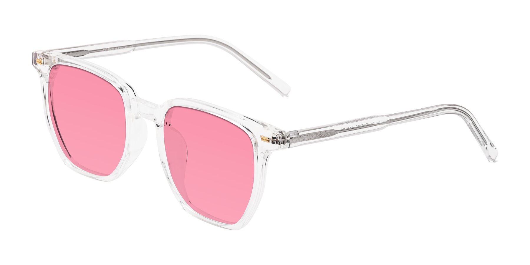 Angle of Lucky in Clear with Pink Tinted Lenses