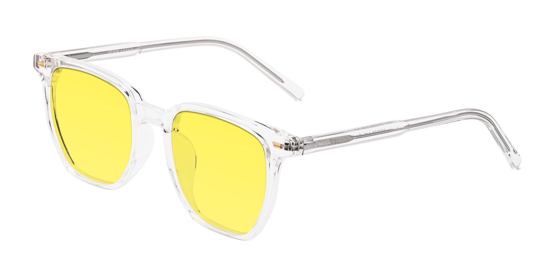 Angle of Lucky in Clear with Medium Yellow Tinted Lenses