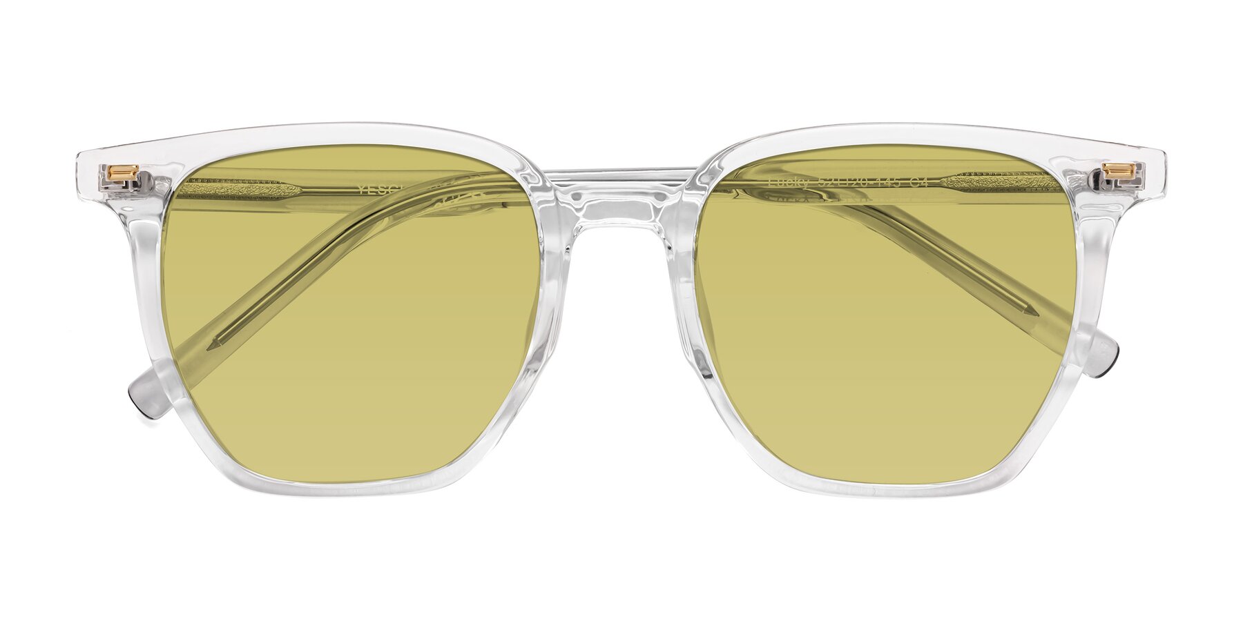 Folded Front of Lucky in Clear with Medium Champagne Tinted Lenses