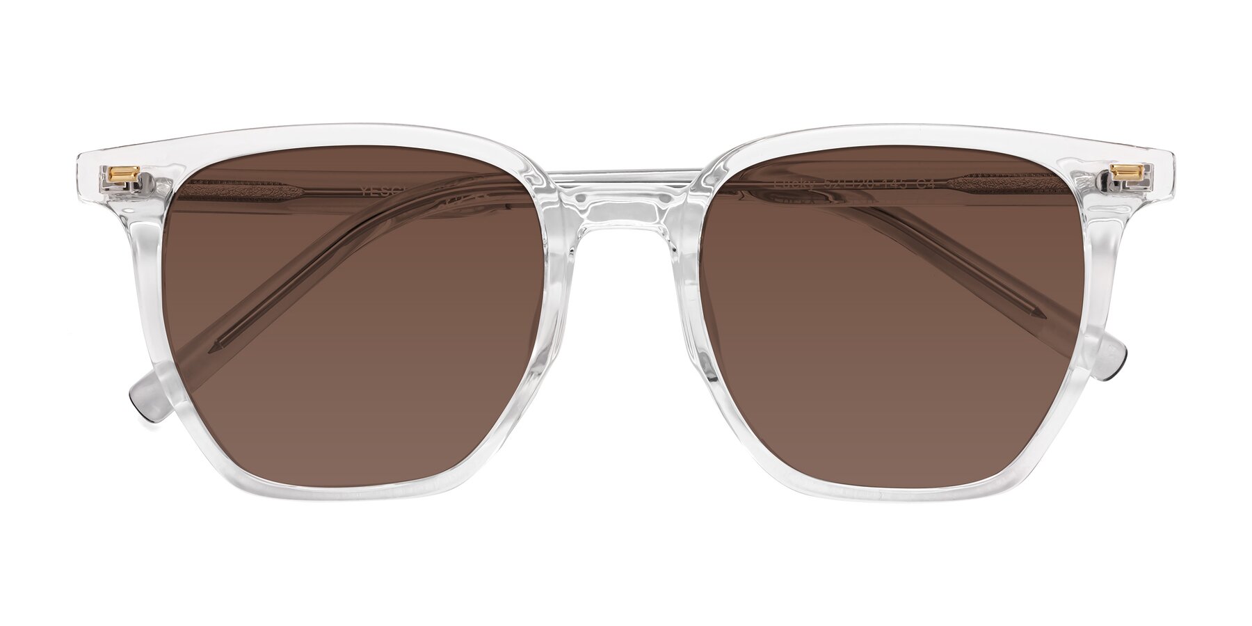 Folded Front of Lucky in Clear with Brown Tinted Lenses