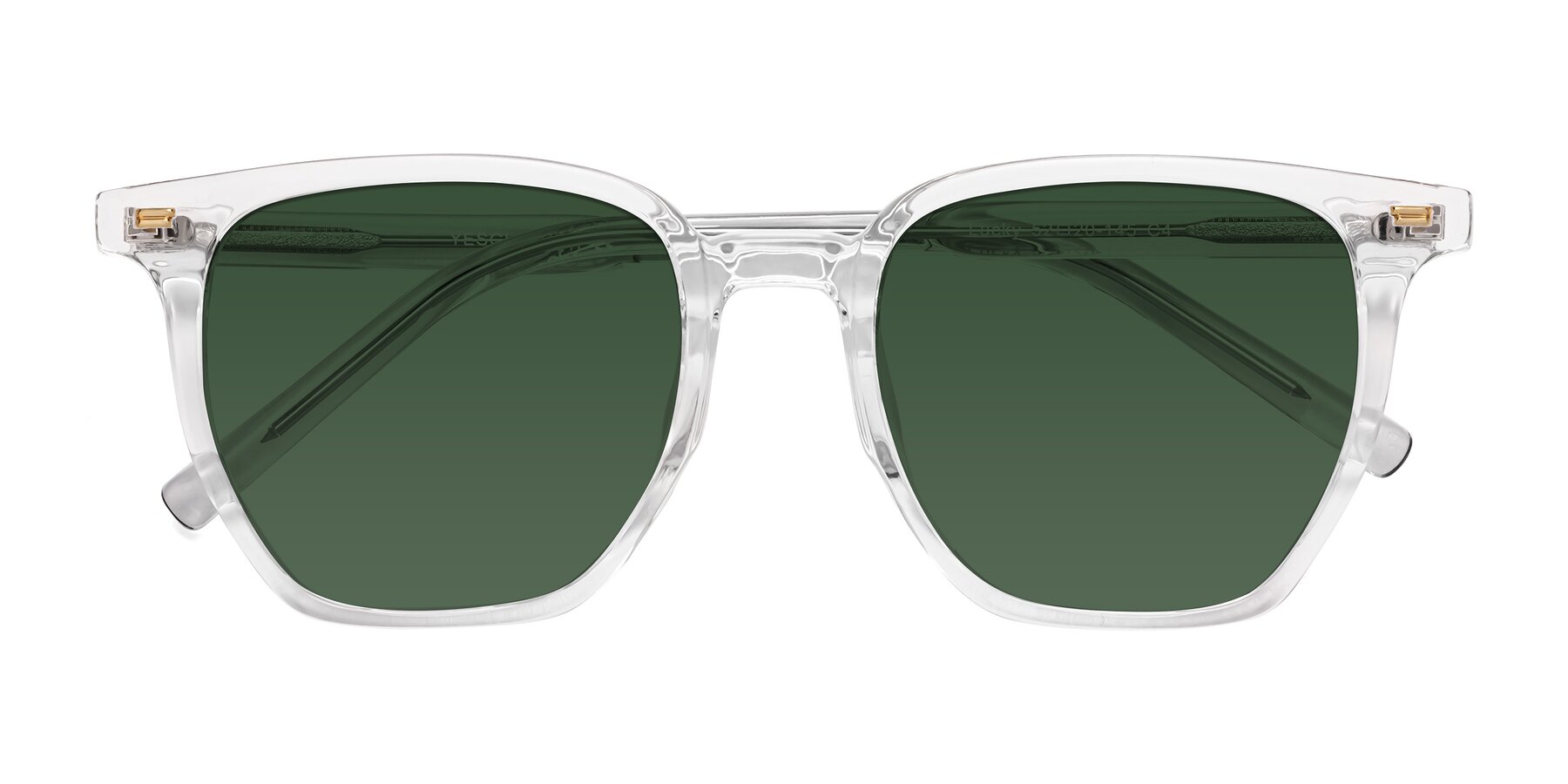 Folded Front of Lucky in Clear with Green Tinted Lenses