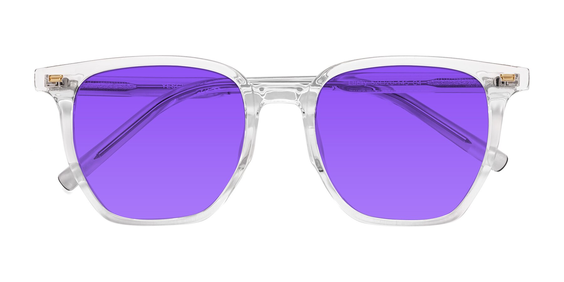 Folded Front of Lucky in Clear with Purple Tinted Lenses