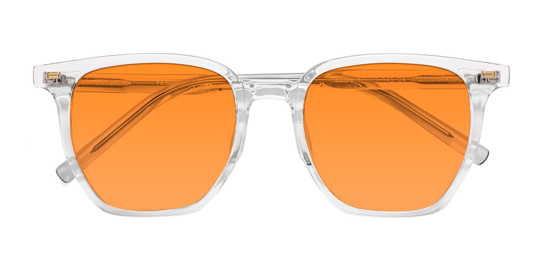 Folded Front of Lucky in Clear with Orange Tinted Lenses