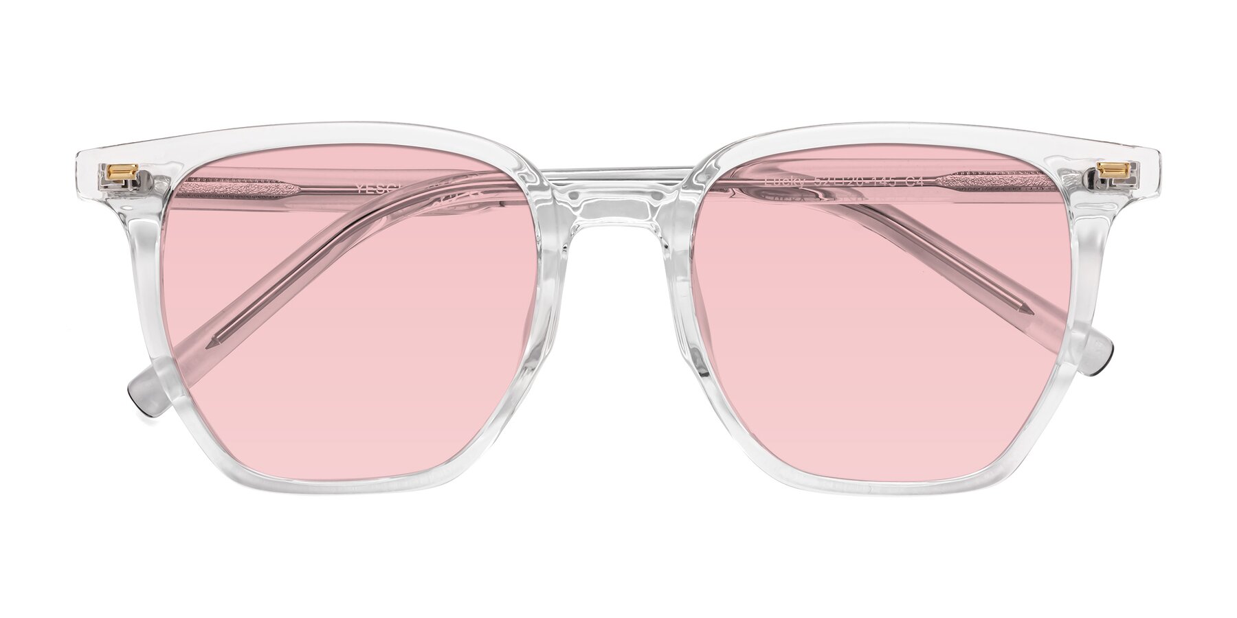 Folded Front of Lucky in Clear with Light Garnet Tinted Lenses