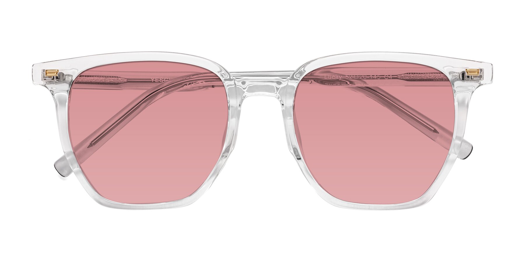 Folded Front of Lucky in Clear with Medium Garnet Tinted Lenses