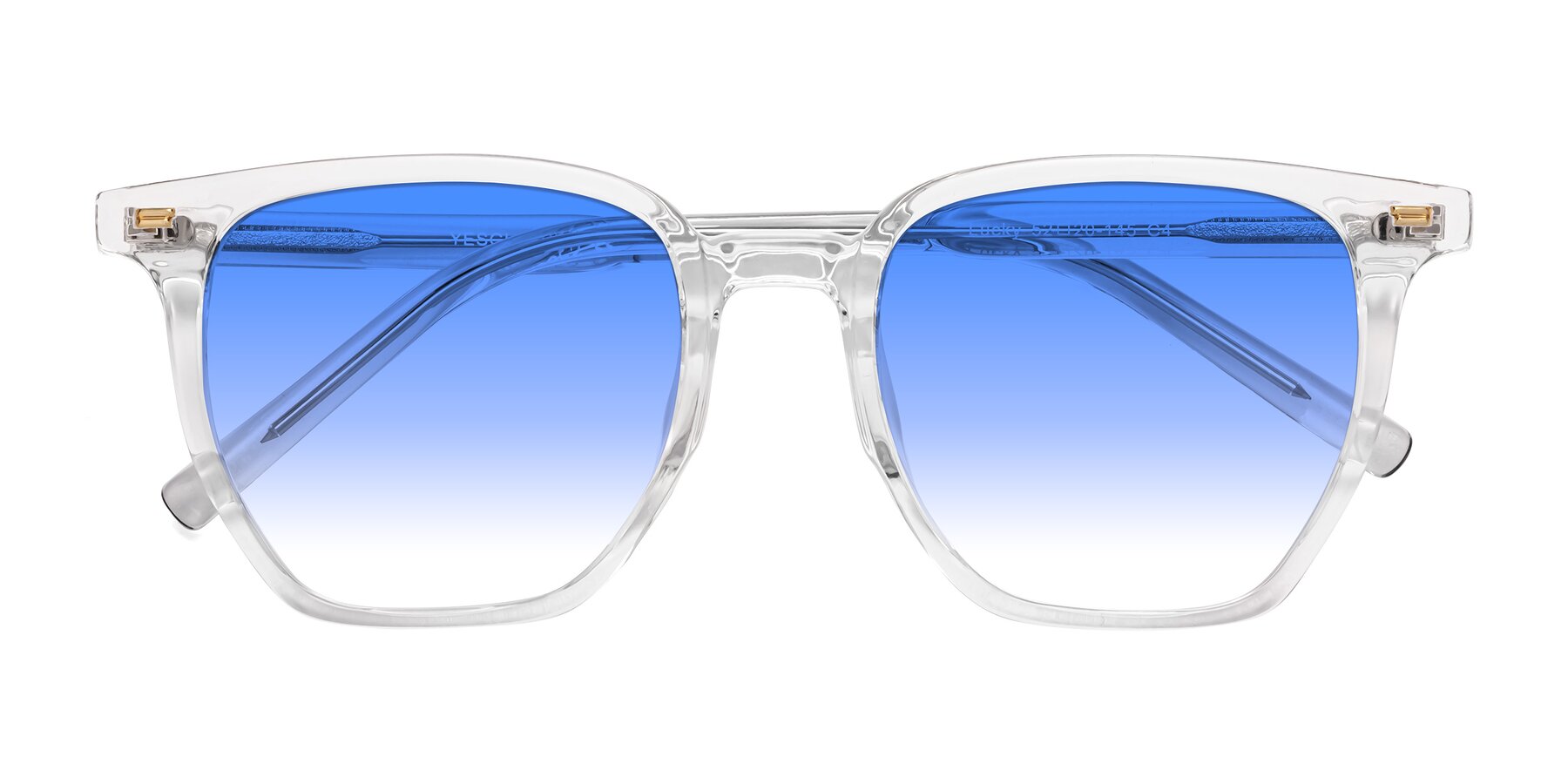 Folded Front of Lucky in Clear with Blue Gradient Lenses