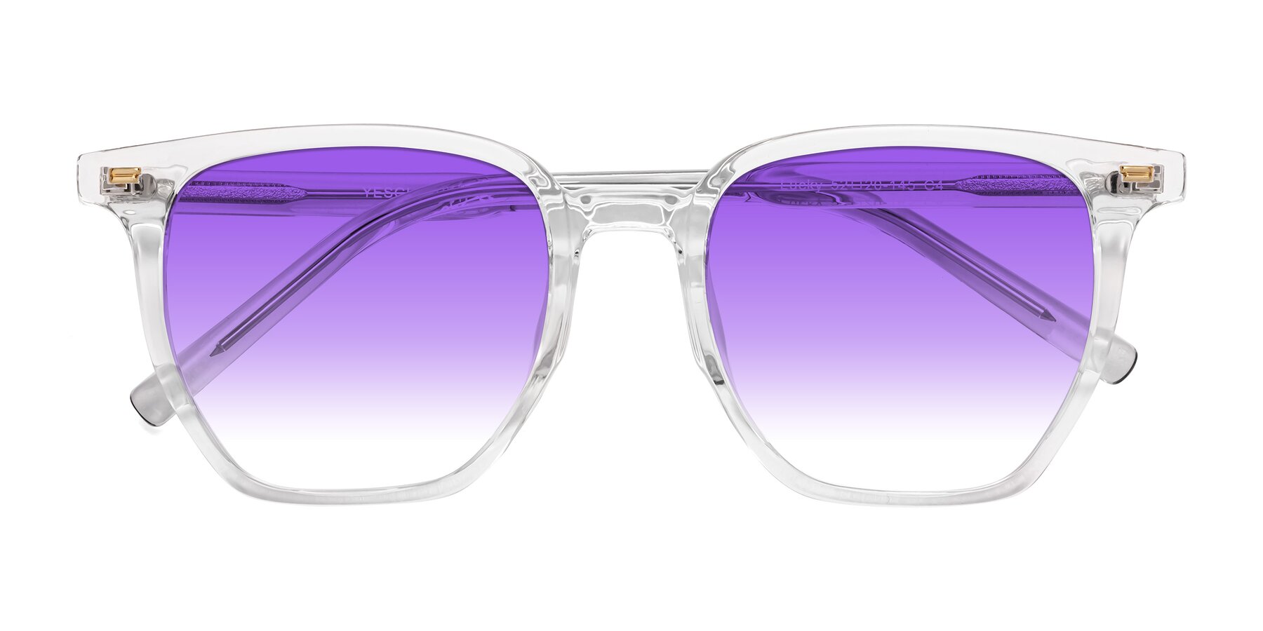 Folded Front of Lucky in Clear with Purple Gradient Lenses