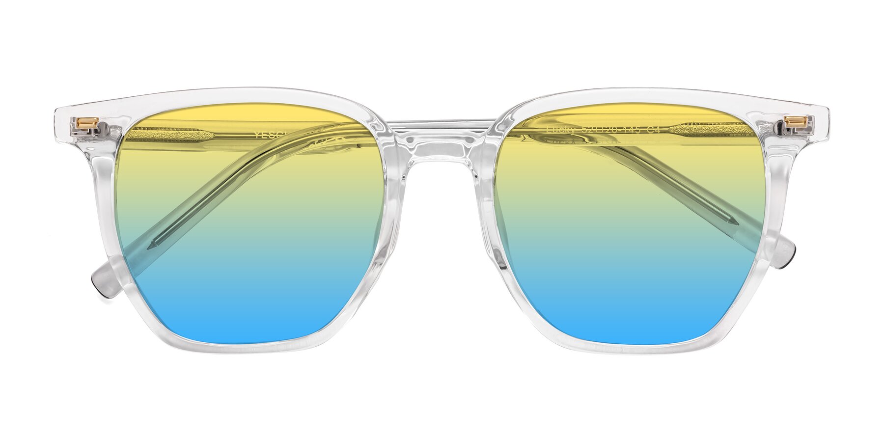 Folded Front of Lucky in Clear with Yellow / Blue Gradient Lenses