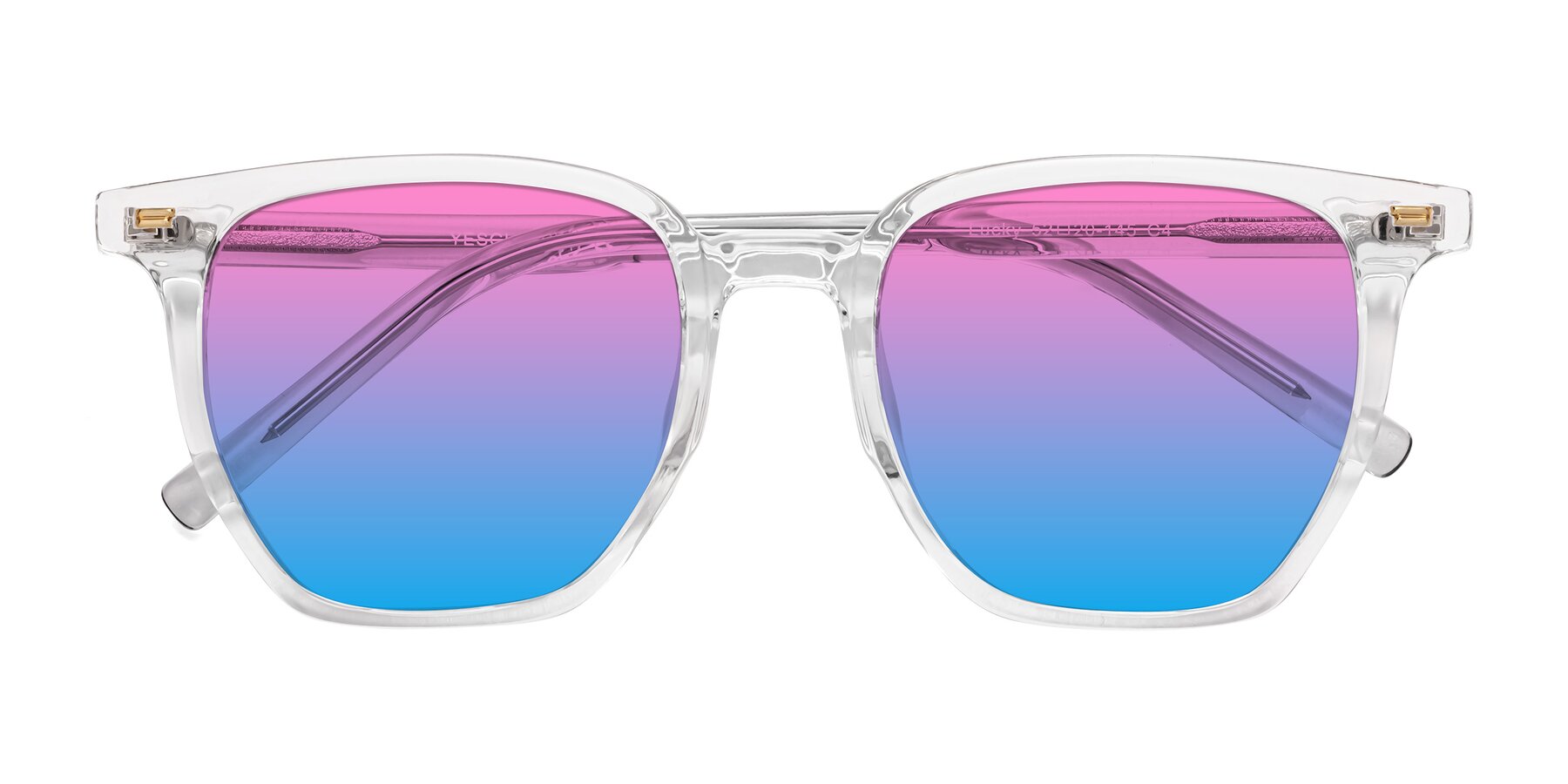 Folded Front of Lucky in Clear with Pink / Blue Gradient Lenses