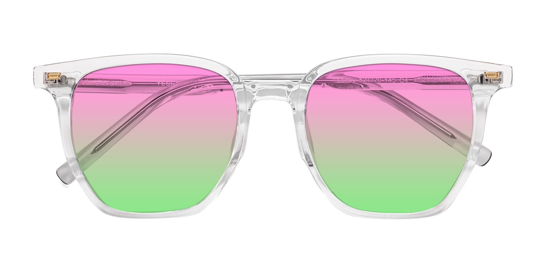 Folded Front of Lucky in Clear with Pink / Green Gradient Lenses