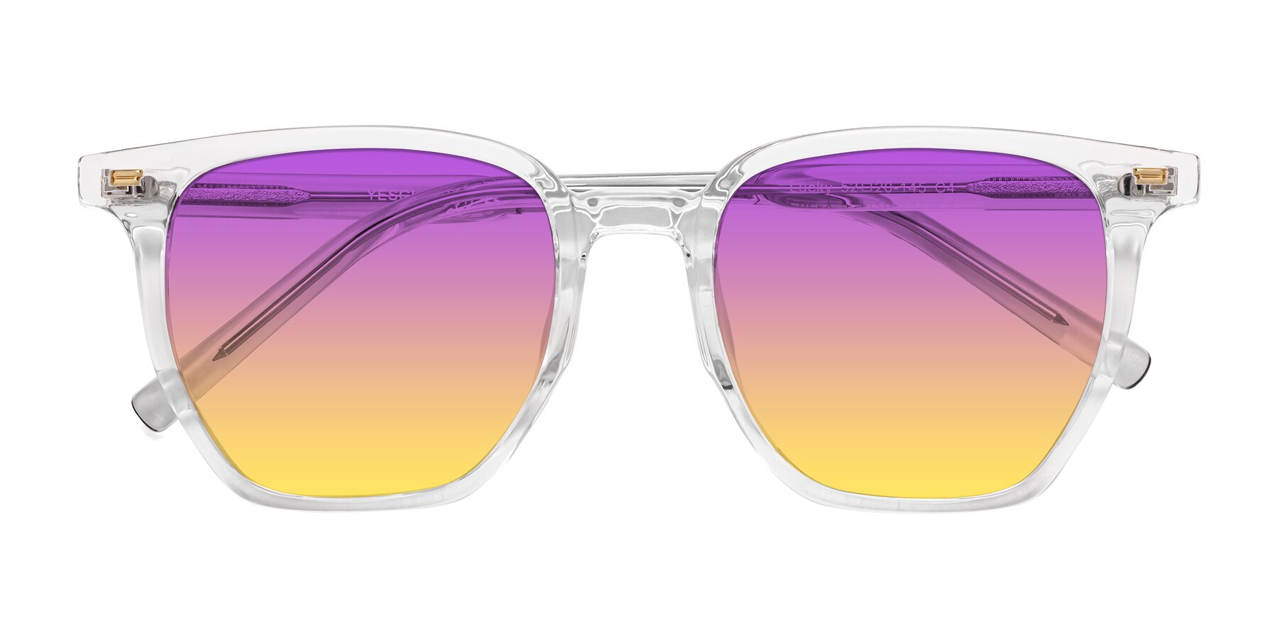 Folded Front of Lucky in Clear with Purple / Yellow Gradient Lenses