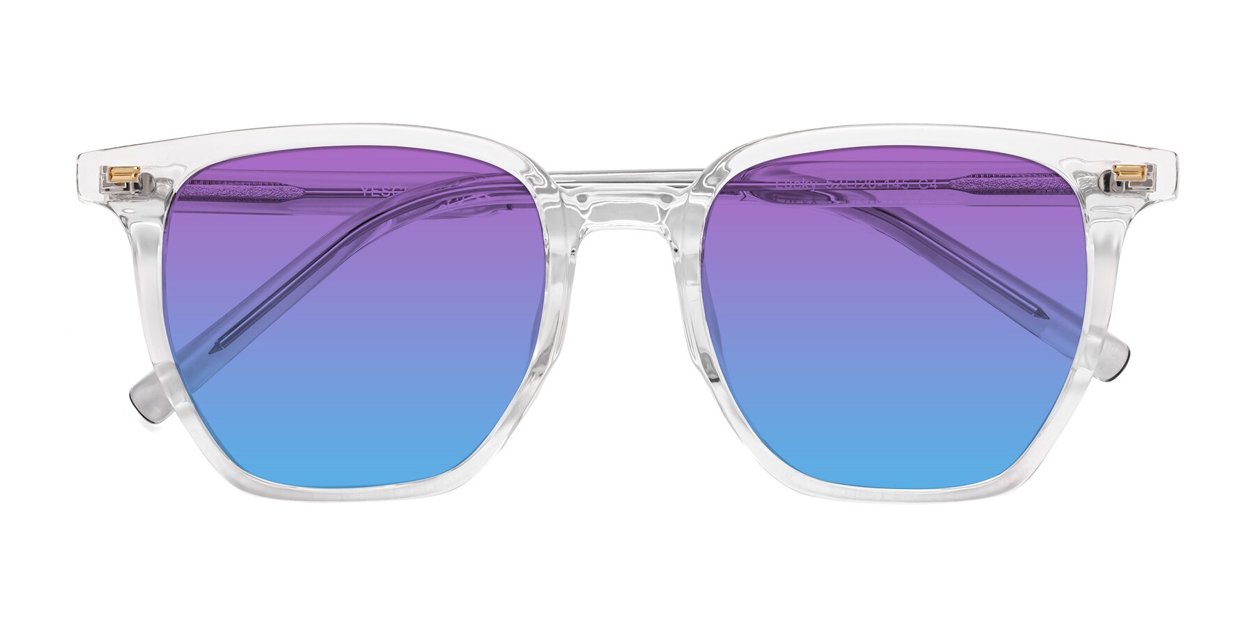 Folded Front of Lucky in Clear with Purple / Blue Gradient Lenses