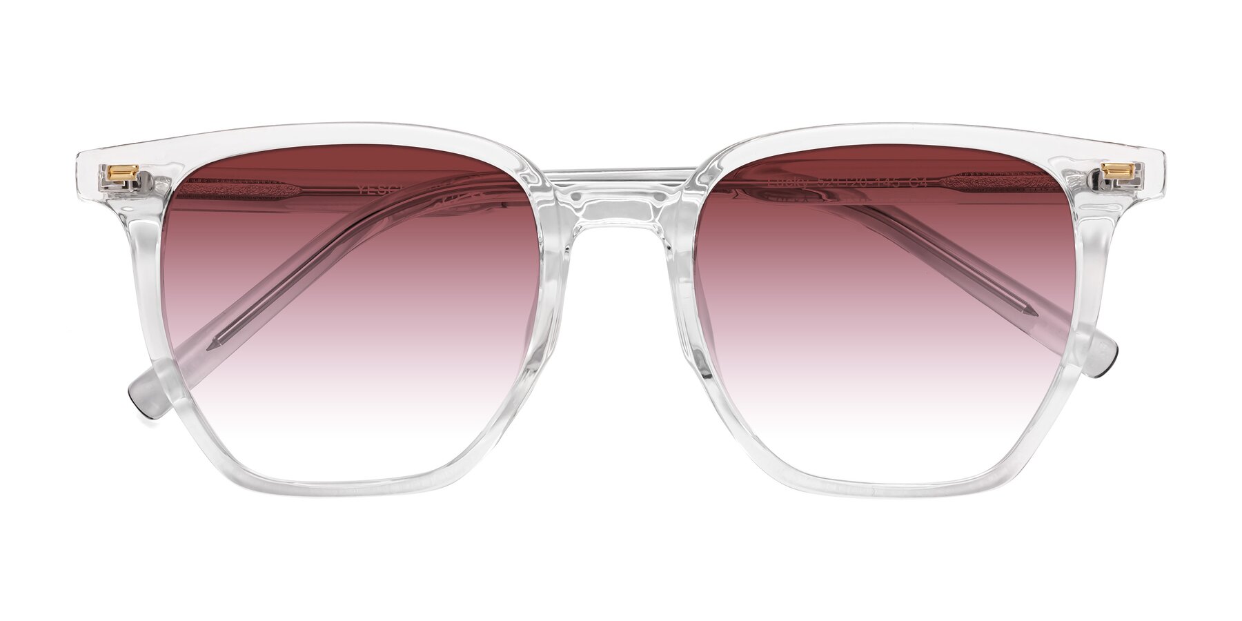 Folded Front of Lucky in Clear with Garnet Gradient Lenses