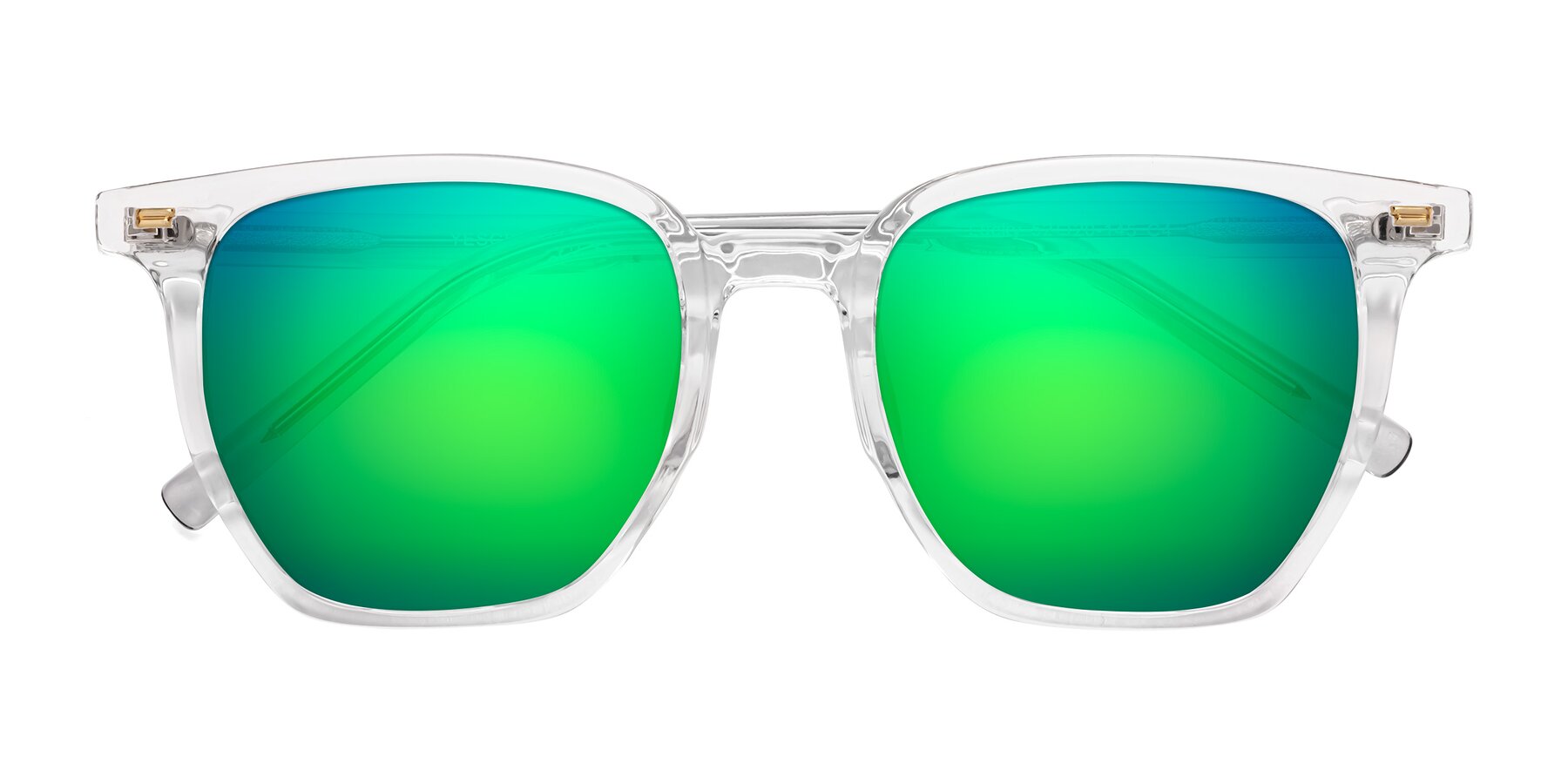 Folded Front of Lucky in Clear with Green Mirrored Lenses
