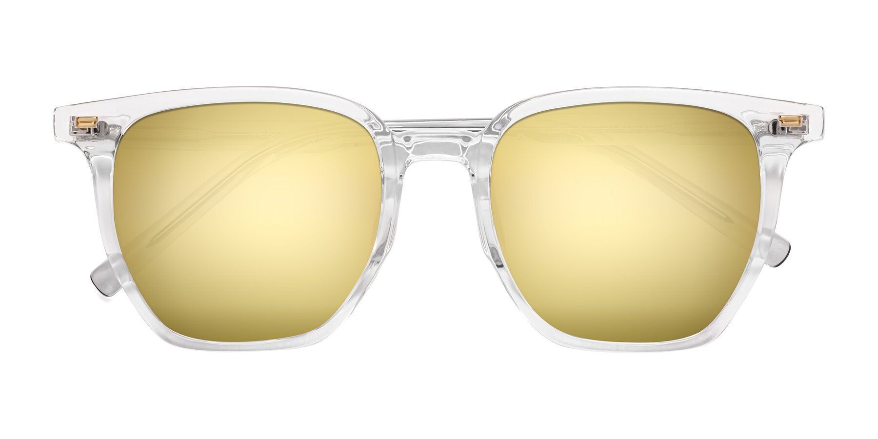 Folded Front of Lucky in Clear with Gold Mirrored Lenses