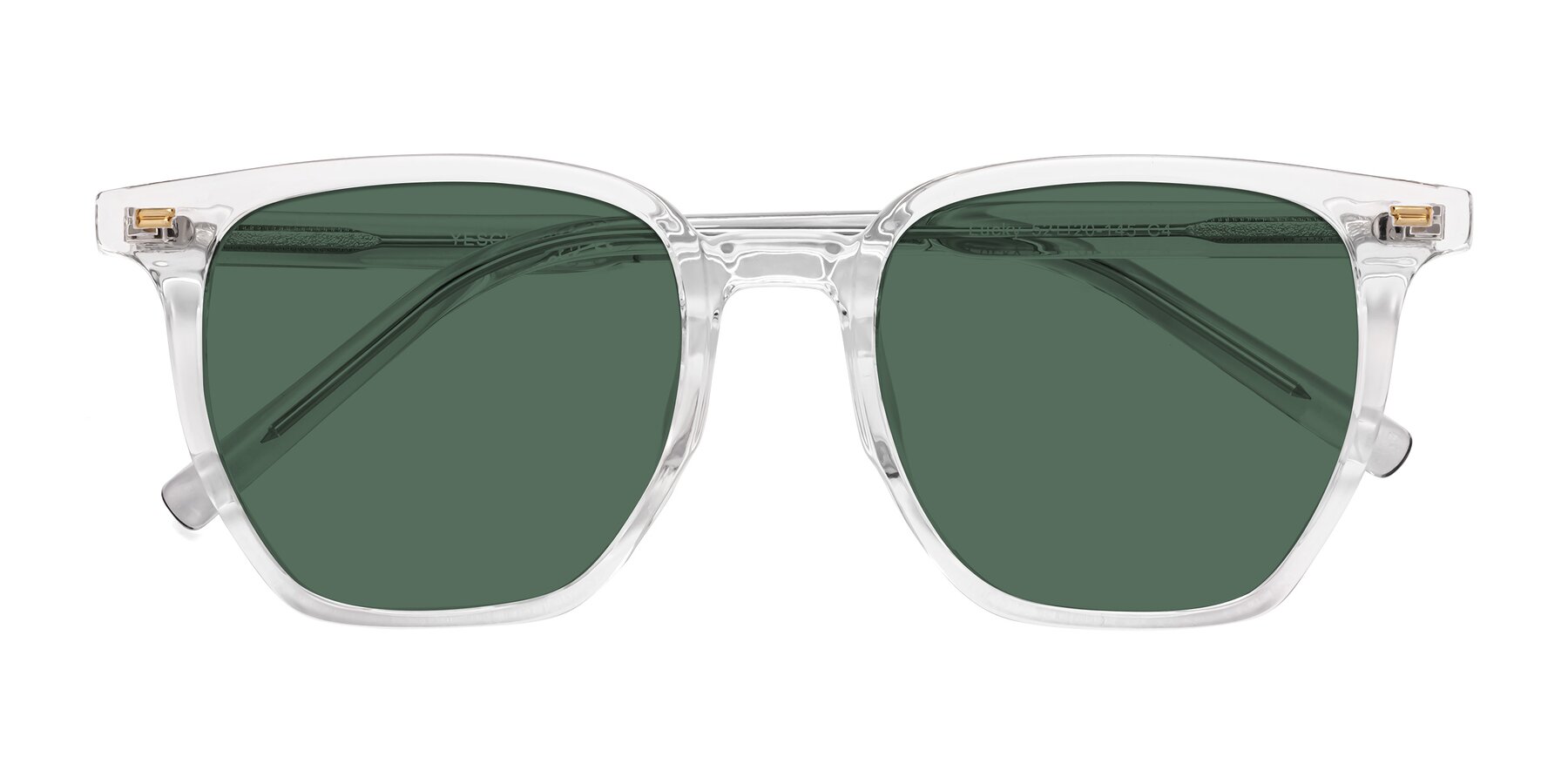 Folded Front of Lucky in Clear with Green Polarized Lenses