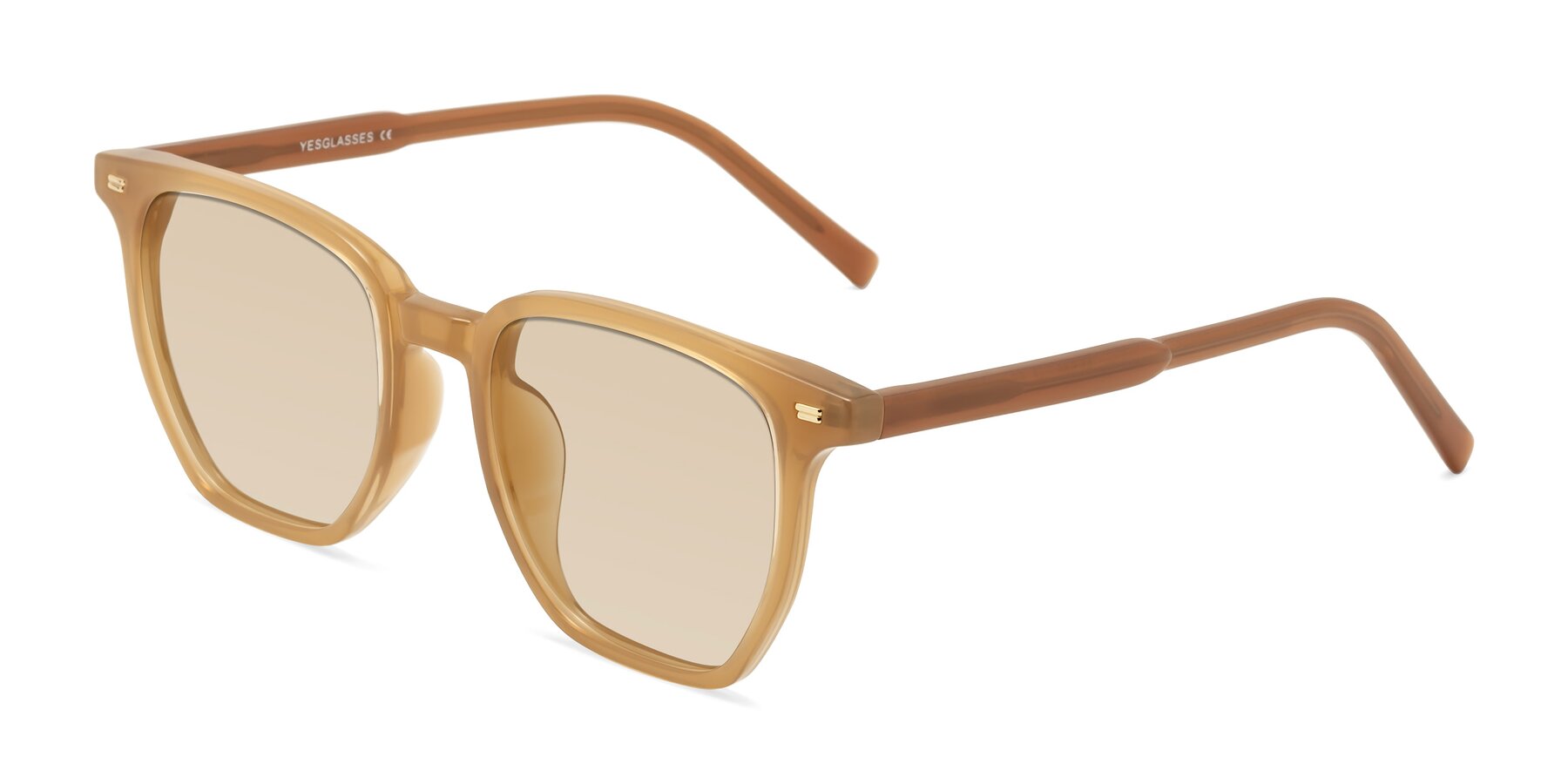 Angle of Lucky in Caramel with Light Brown Tinted Lenses