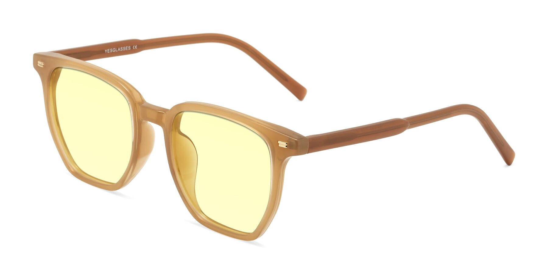 Angle of Lucky in Caramel with Light Yellow Tinted Lenses