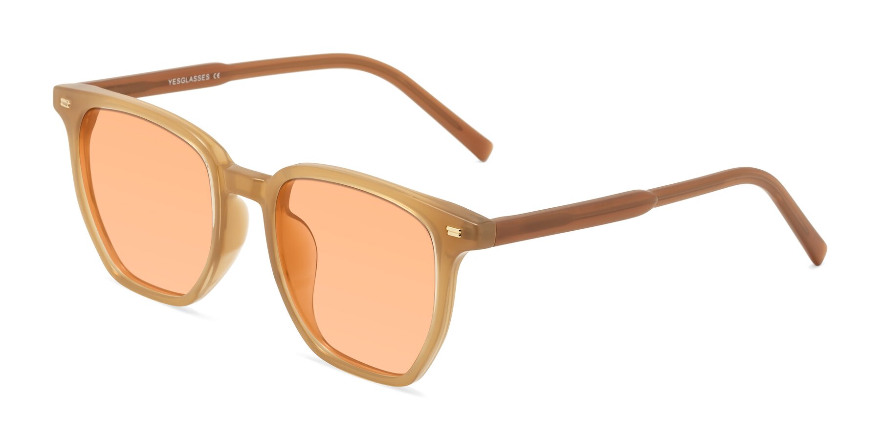 Angle of Lucky in Caramel with Light Orange Tinted Lenses