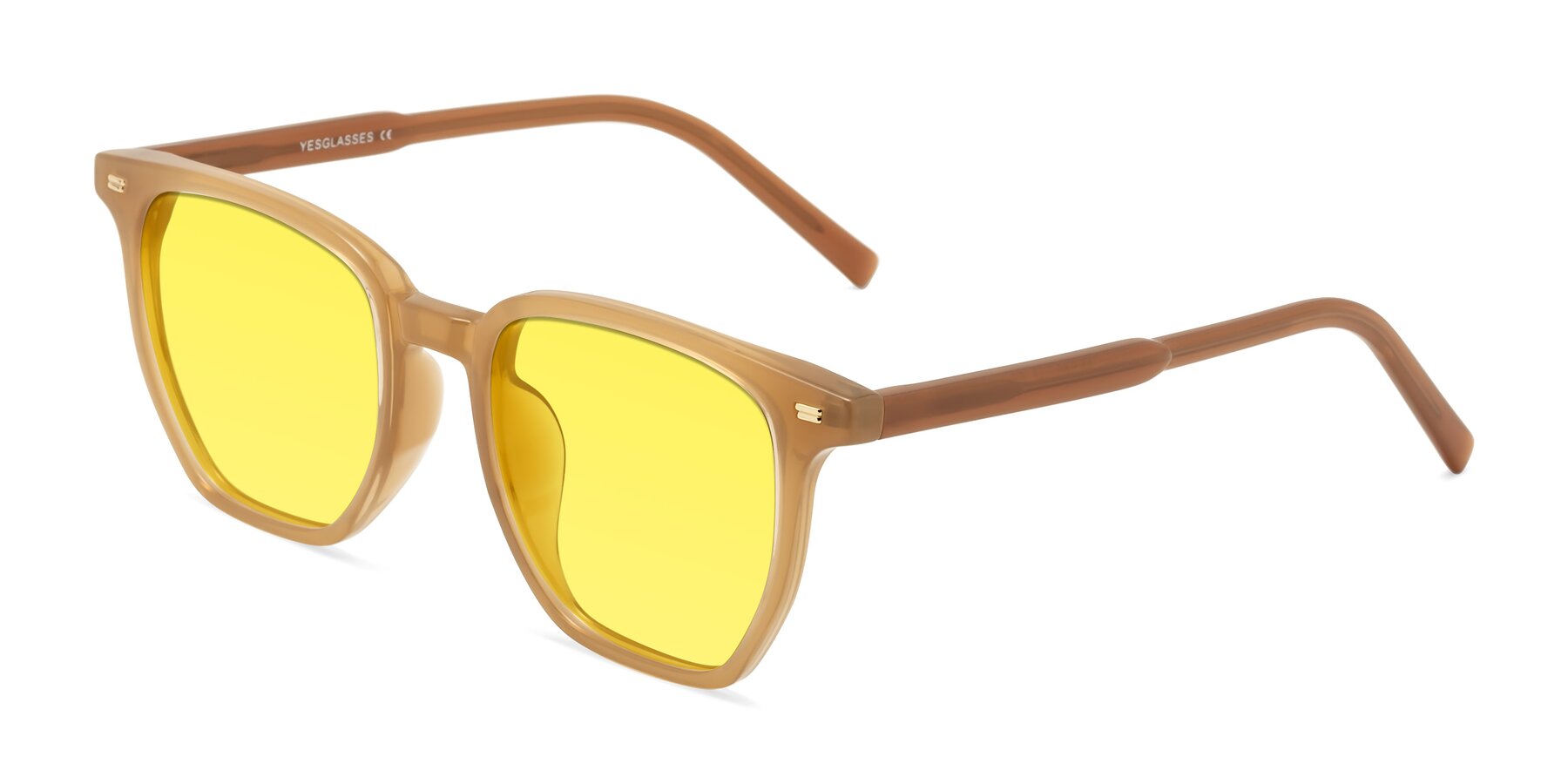 Angle of Lucky in Caramel with Medium Yellow Tinted Lenses