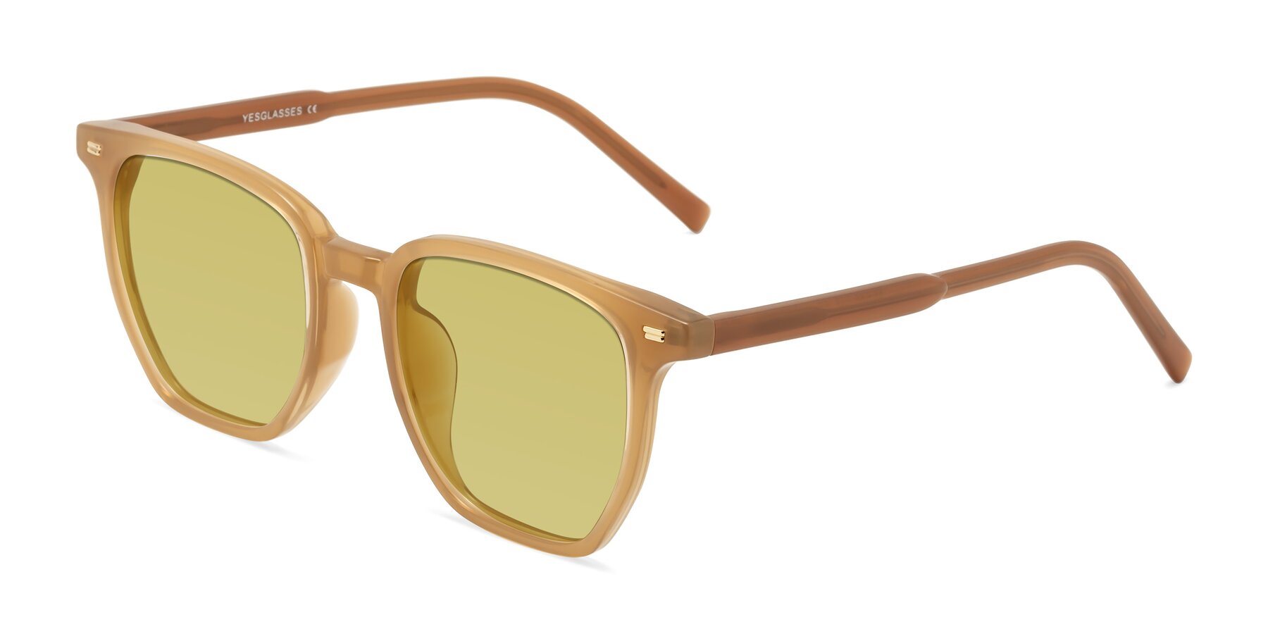 Angle of Lucky in Caramel with Medium Champagne Tinted Lenses