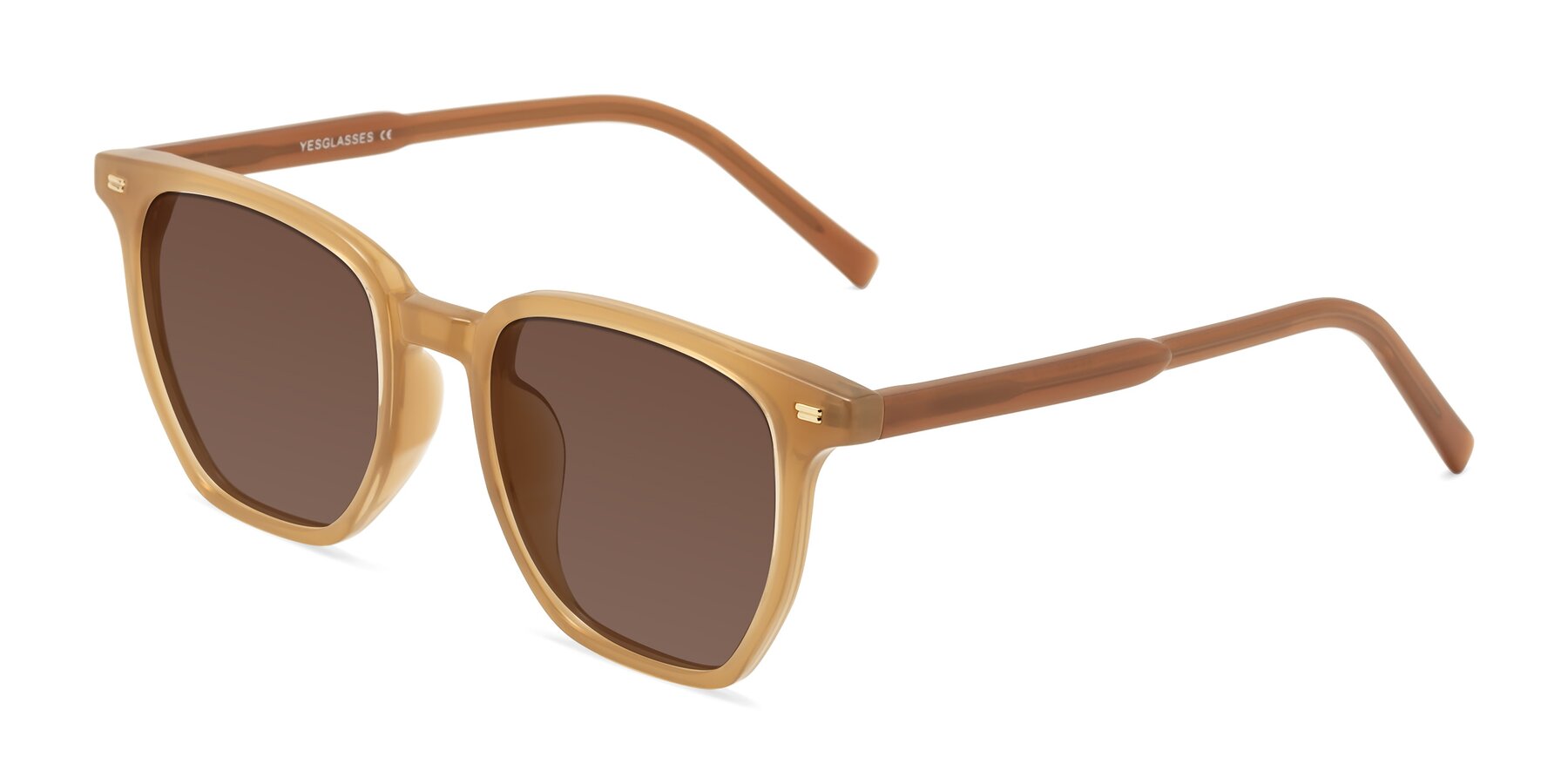 Angle of Lucky in Caramel with Brown Tinted Lenses