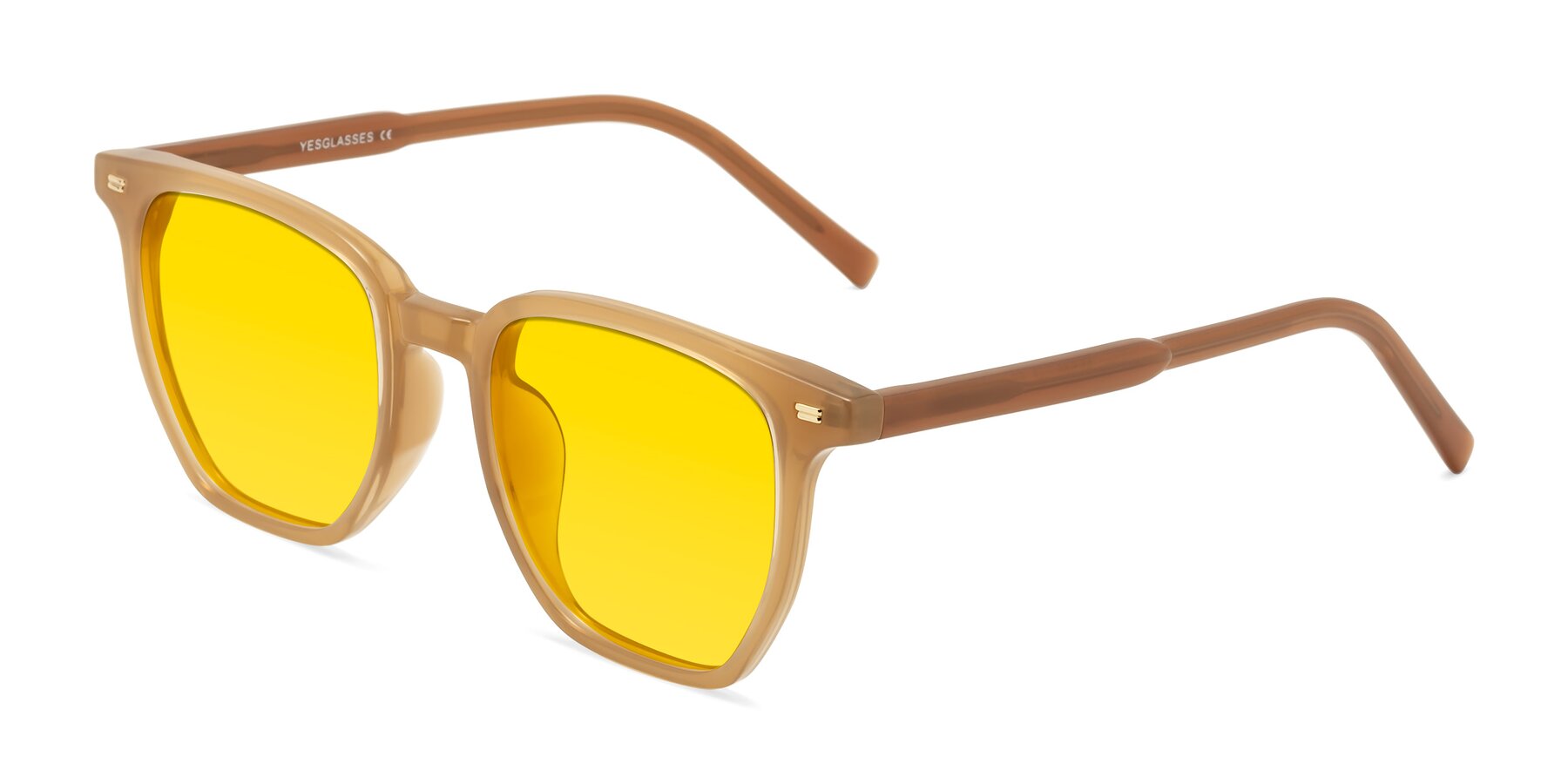 Angle of Lucky in Caramel with Yellow Tinted Lenses