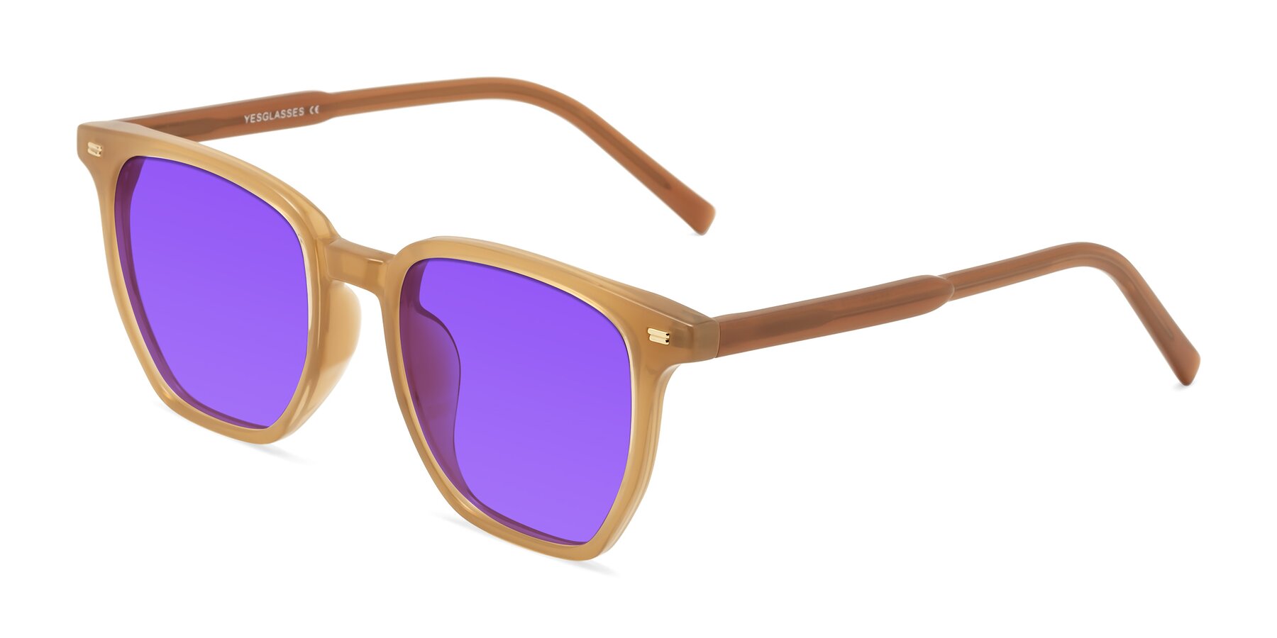 Angle of Lucky in Caramel with Purple Tinted Lenses