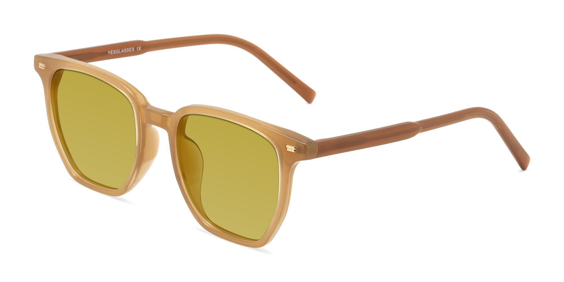 Angle of Lucky in Caramel with Champagne Tinted Lenses