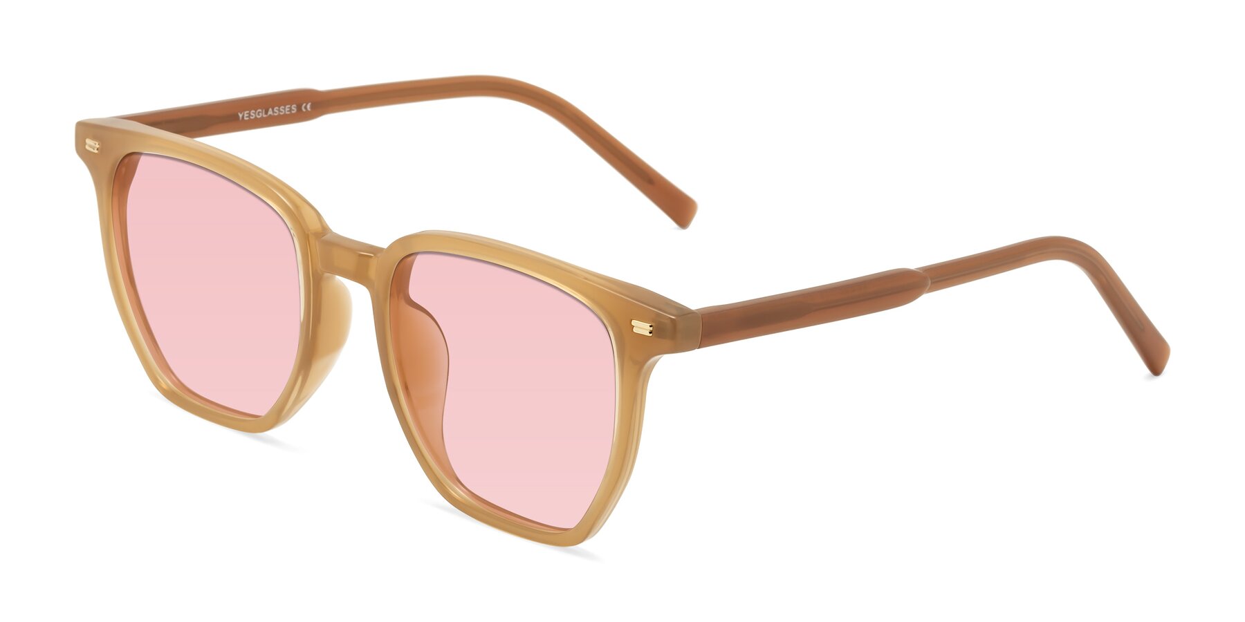 Angle of Lucky in Caramel with Light Garnet Tinted Lenses