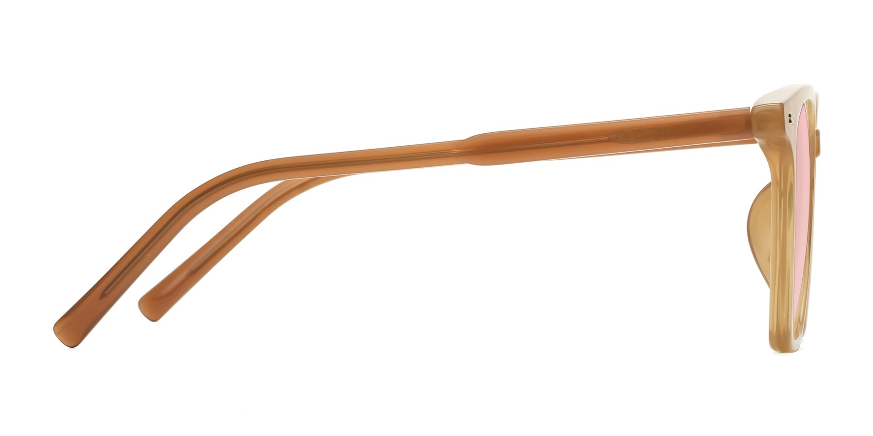 Side of Lucky in Caramel with Light Garnet Tinted Lenses