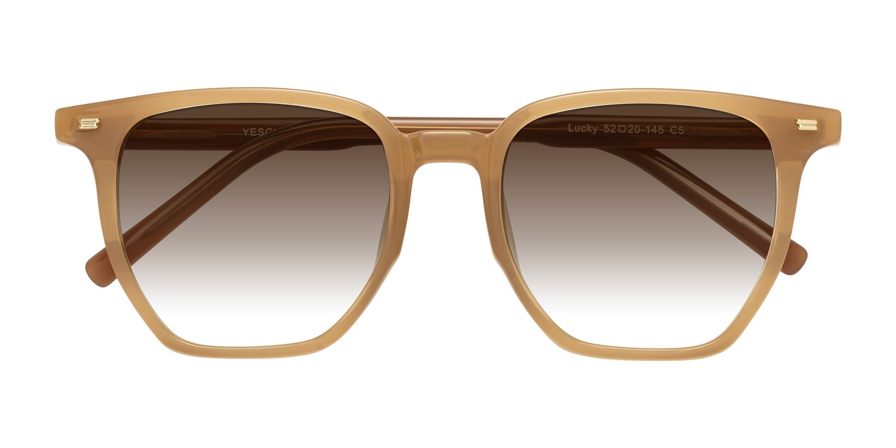 Folded Front of Lucky in Caramel with Brown Gradient Lenses