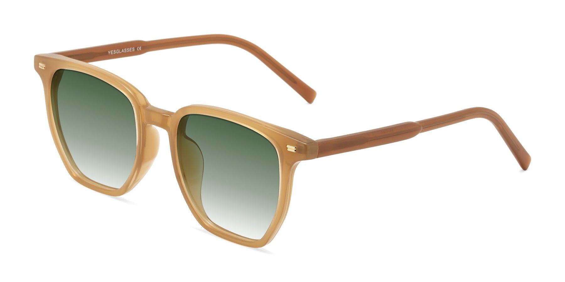 Angle of Lucky in Caramel with Green Gradient Lenses