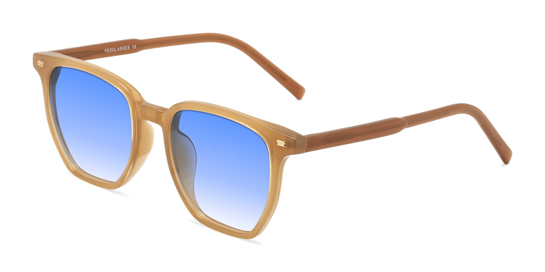 Angle of Lucky in Caramel with Blue Gradient Lenses