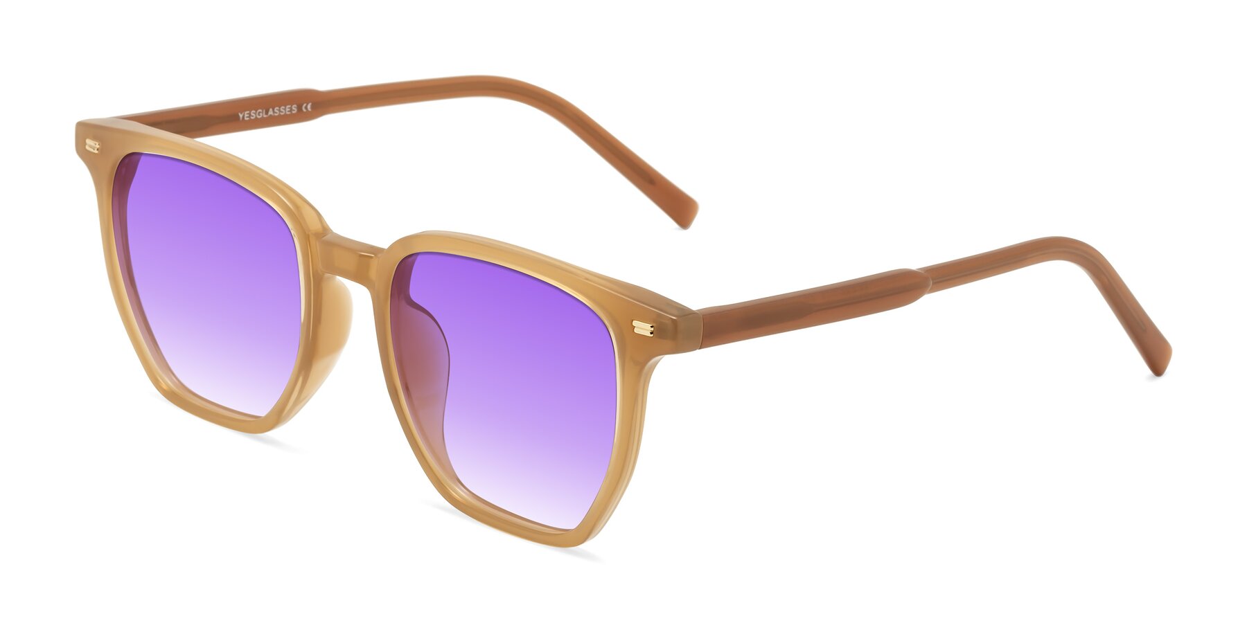 Angle of Lucky in Caramel with Purple Gradient Lenses