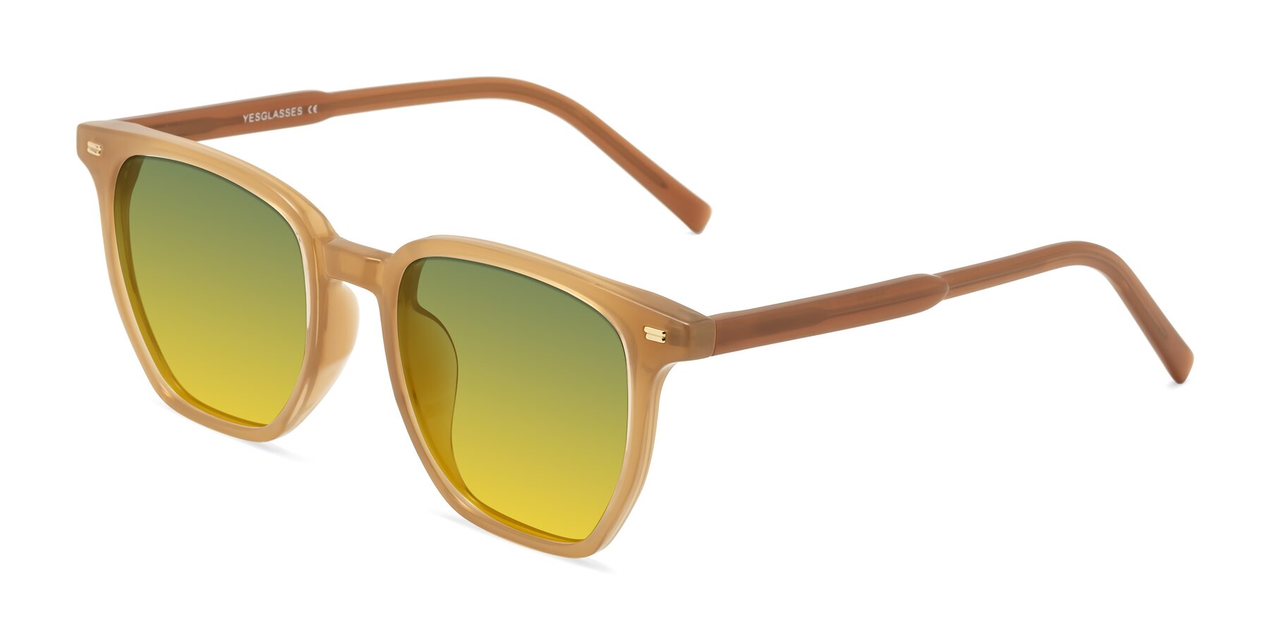 Angle of Lucky in Caramel with Green / Yellow Gradient Lenses