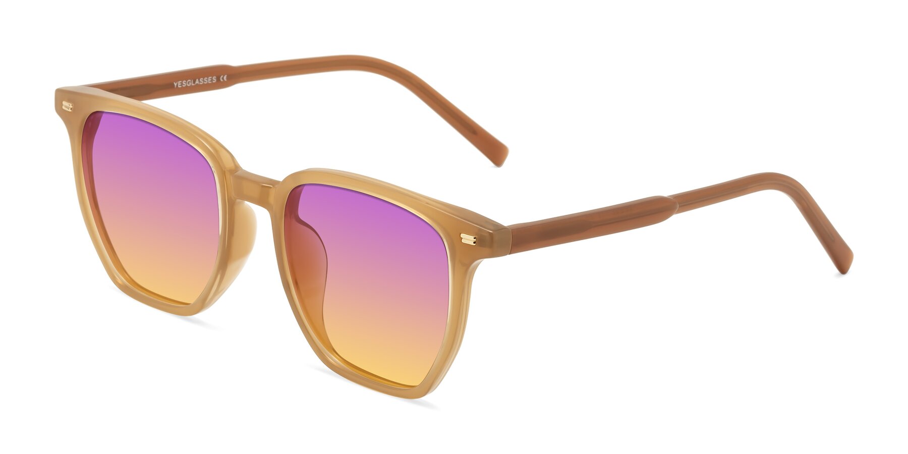 Angle of Lucky in Caramel with Purple / Yellow Gradient Lenses
