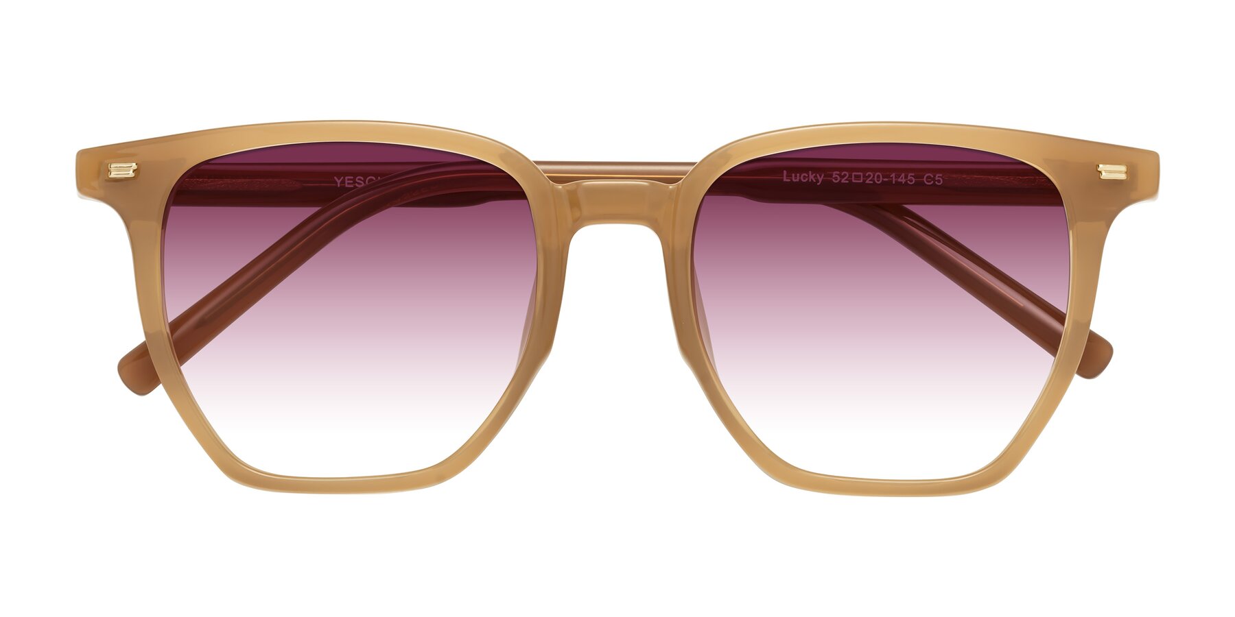 Folded Front of Lucky in Caramel with Wine Gradient Lenses