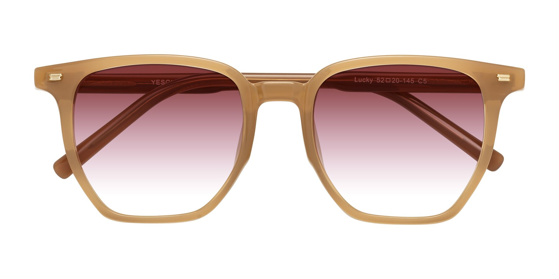 Folded Front of Lucky in Caramel with Garnet Gradient Lenses