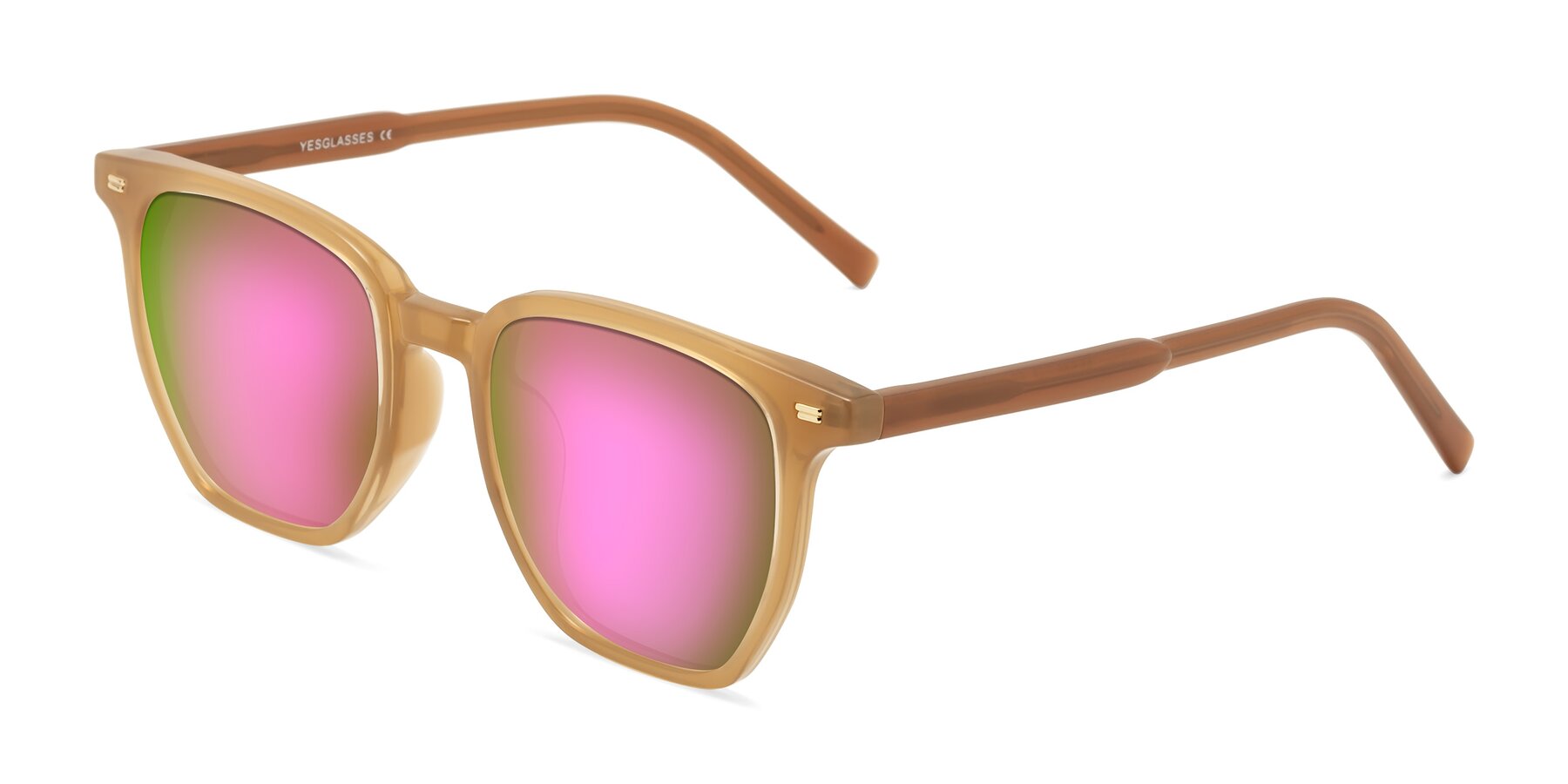 Angle of Lucky in Caramel with Pink Mirrored Lenses