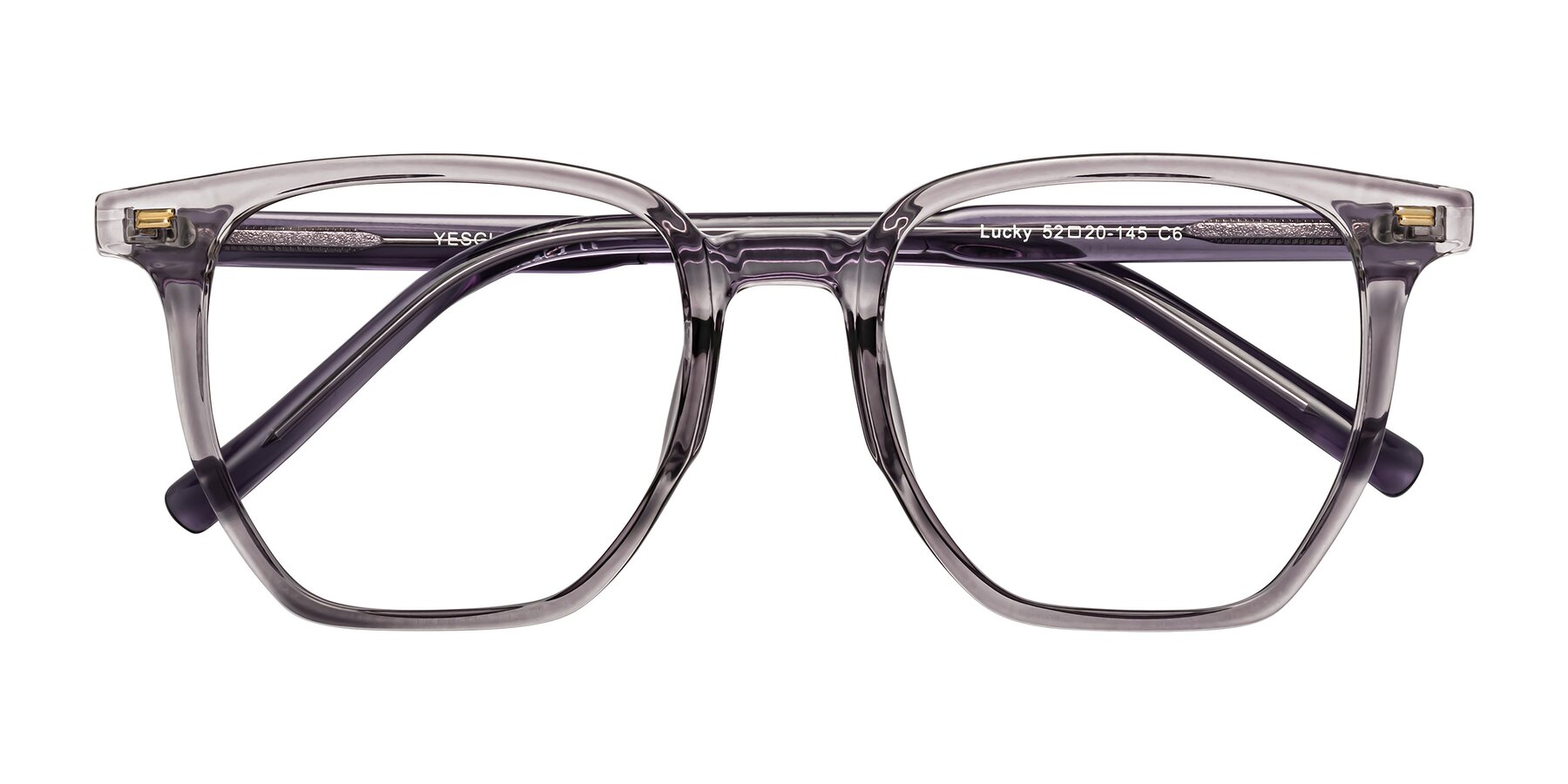 Folded Front of Lucky in Light Purple with Clear Eyeglass Lenses