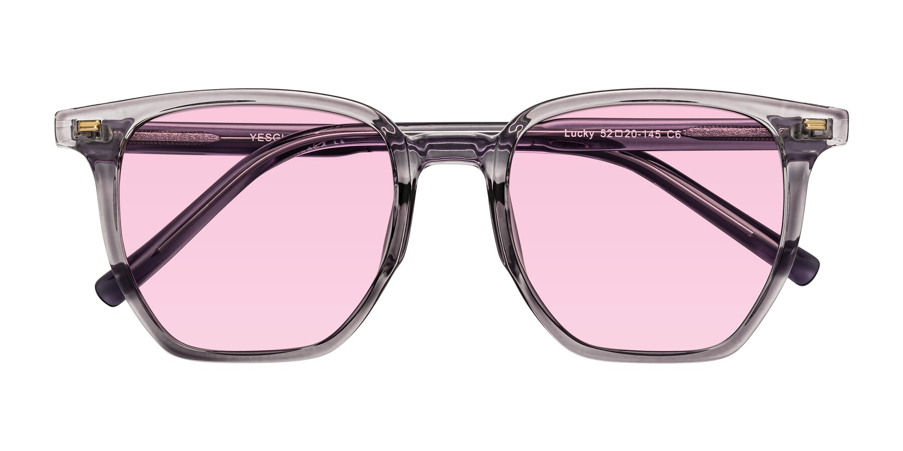 Folded Front of Lucky in Light Purple with Light Pink Tinted Lenses