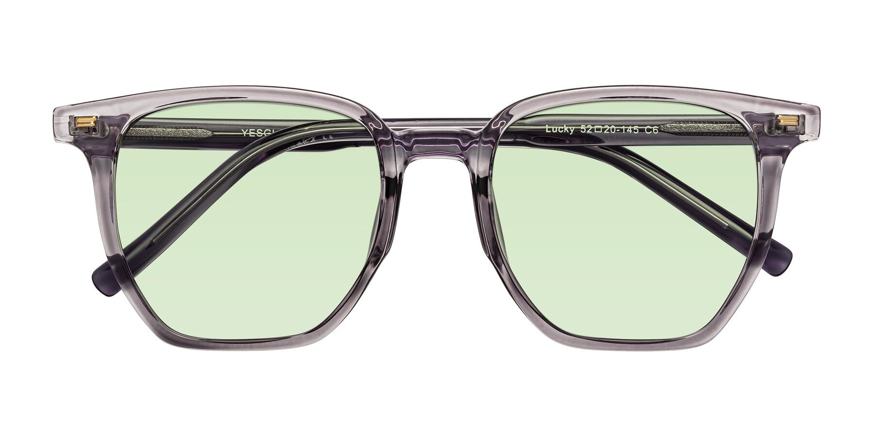 Folded Front of Lucky in Light Purple with Light Green Tinted Lenses