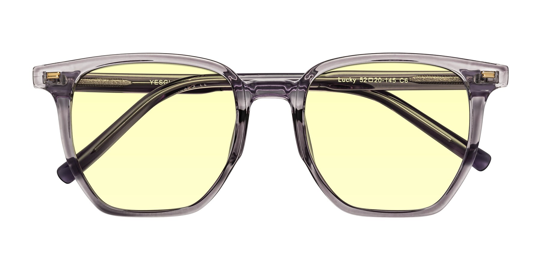 Folded Front of Lucky in Light Purple with Light Yellow Tinted Lenses