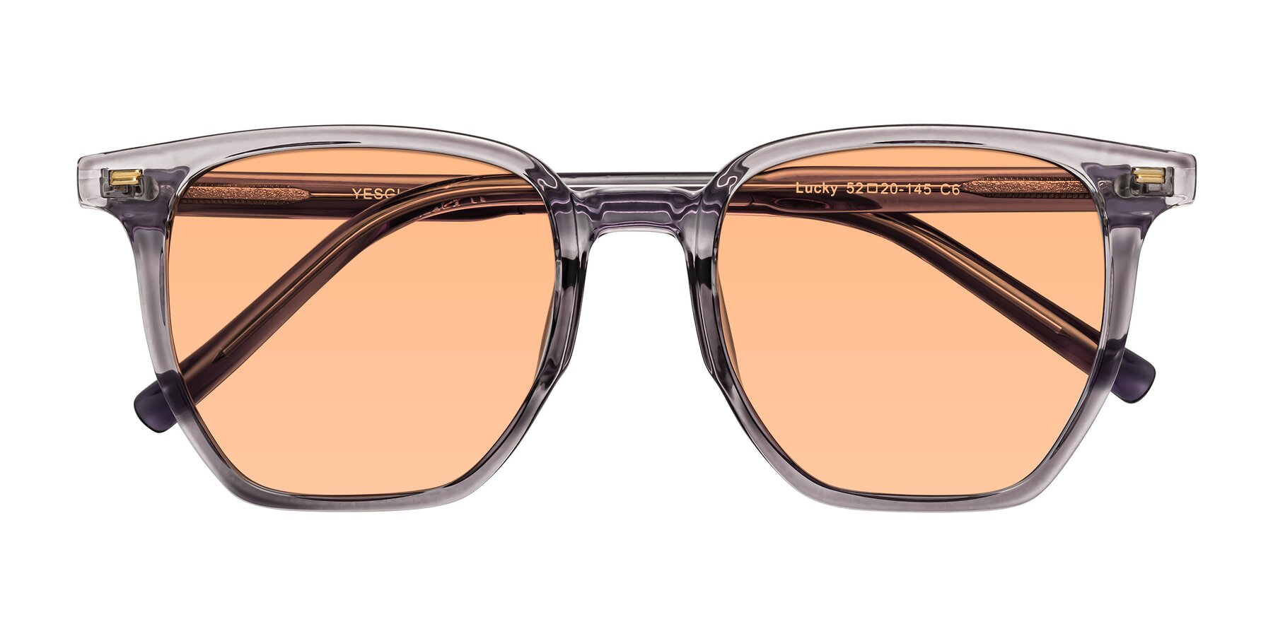 Folded Front of Lucky in Light Purple with Light Orange Tinted Lenses