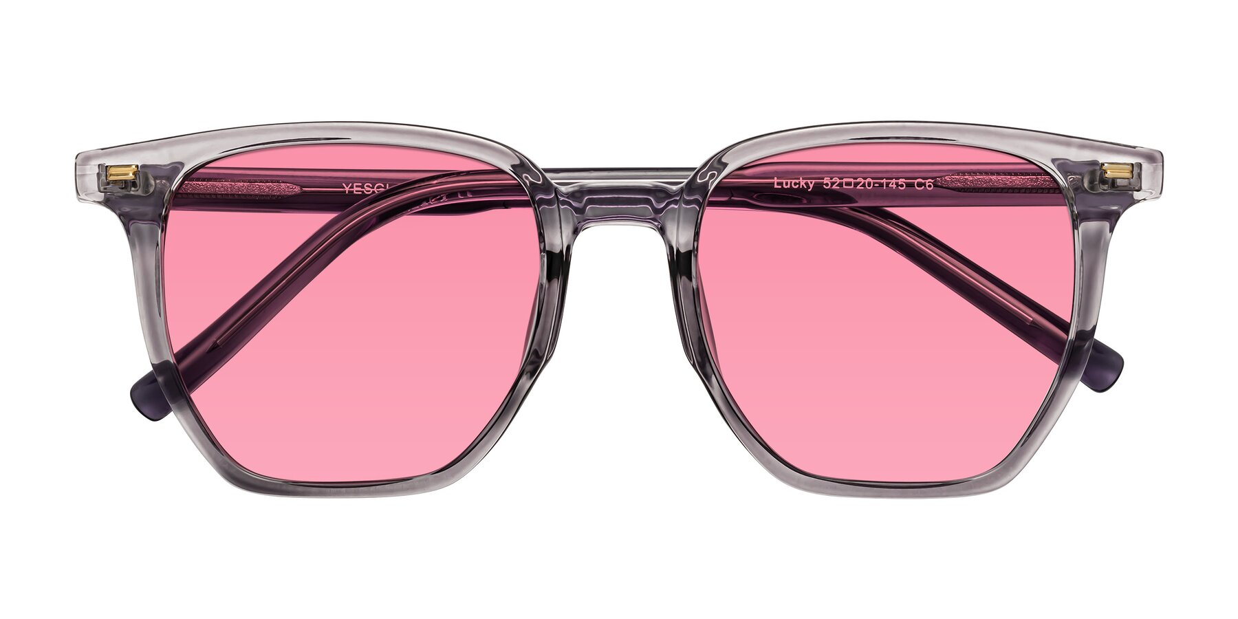 Folded Front of Lucky in Light Purple with Pink Tinted Lenses